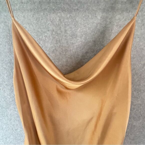 Princess Polly Gold Satin Slip Dress Size 8 - Picture 4 of 9